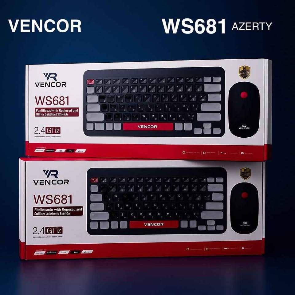 مجموعة لوحة مفاتيح وفأرة لاسلكية VENCOR WS681 – بلوتوث بدون أسلاك وبدون تأخير